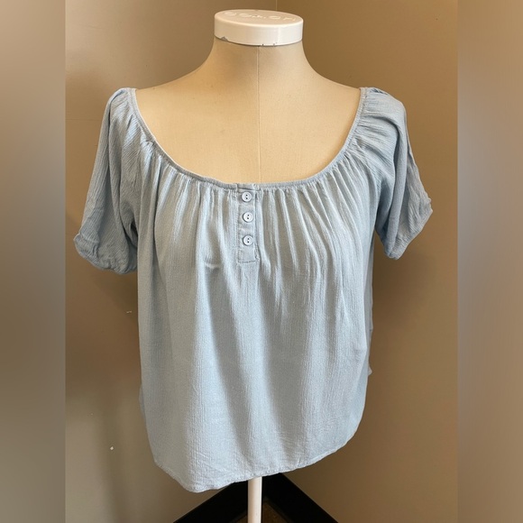 Heart & Hips off the shoulder lightweight blue flowy top blouse womens s Large - Picture 1 of 4